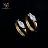 14K Gold Marquise Huggie Hoop Earrings • 925 Sterling Silver Dainty Zircon Hoops • Minimalist Cartilage Helix Piercing Jewelr