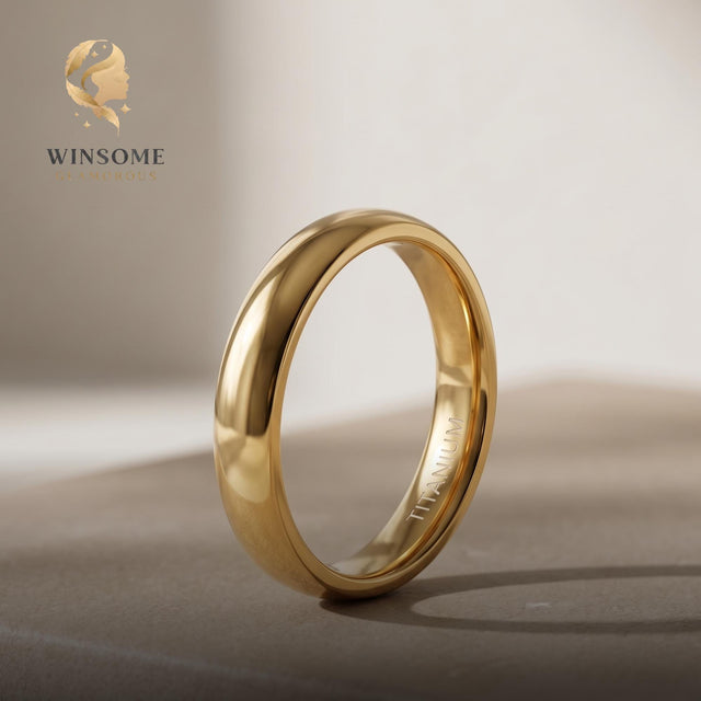 Premium 14k Gold Plated Smooth Dome Ring – Tarnish-Free Comfort-Fit Stacking Band, Minimalist Everyday Luxury Jewelry for Cou