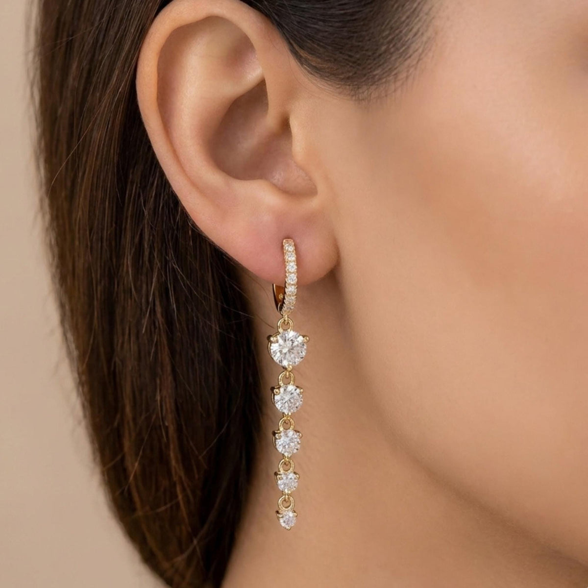 Dainty Diamond Dangle Earrings, Cubic Zirconia Drop Earrings, Silver & Gold, Wedding Gift, Bridesmaid Gift for Her