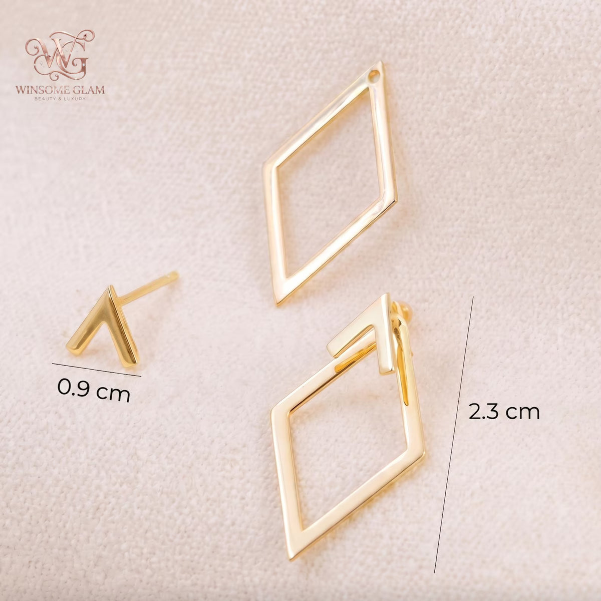 18K Gold Plated Geometric Ear Jacket Earrings – Convertible Stud Earrings