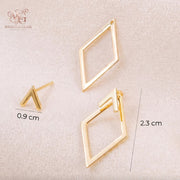 18K Gold Plated Geometric Ear Jacket Earrings – Convertible Stud Earrings