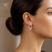 18K Gold Plated Geometric Ear Jacket Earrings – Convertible Stud Earrings
