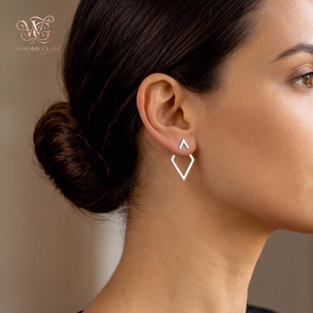 18K Gold Plated Geometric Ear Jacket Earrings – Convertible Stud Earrings