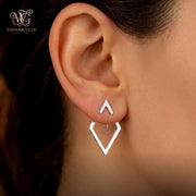18K Gold Plated Geometric Ear Jacket Earrings – Convertible Stud Earrings
