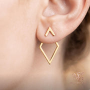 18K Gold Plated Geometric Ear Jacket Earrings – Convertible Stud Earrings