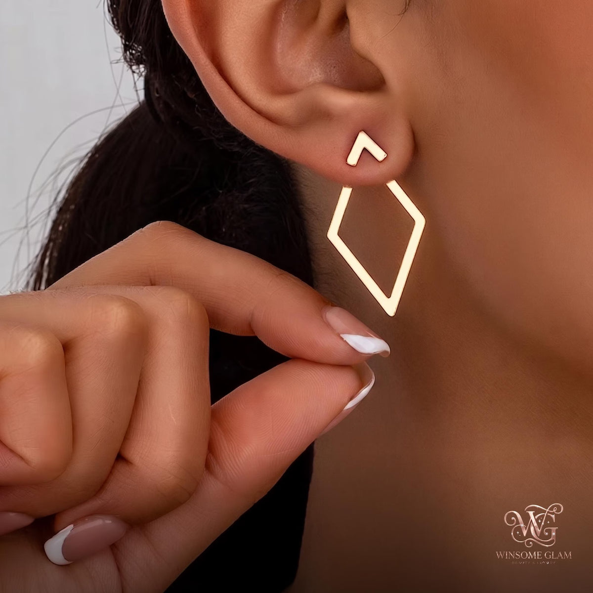 18K Gold Plated Geometric Ear Jacket Earrings – Convertible Stud Earrings
