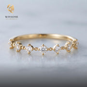 14K Gold Plated CZ Stackable Ring – Dainty 925 Silver Promise Band