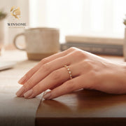 14K Gold Plated CZ Stackable Ring – Dainty 925 Silver Promise Band