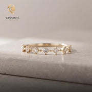 14K Gold Plated CZ Stackable Ring – Dainty 925 Silver Promise Band