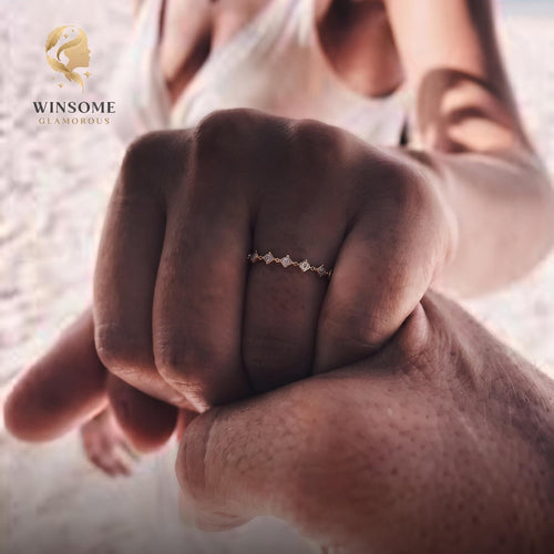 14K Gold Plated CZ Stackable Ring – Dainty 925 Silver Promise Band