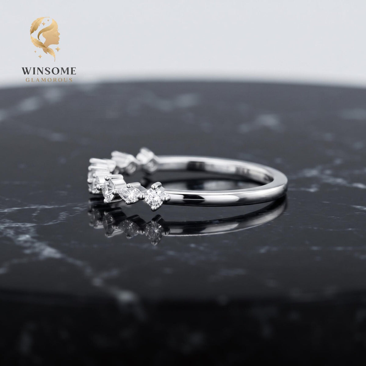 14K Gold Plated CZ Stackable Ring – Dainty 925 Silver Promise Band