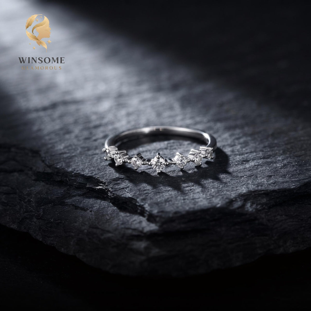 14K Gold Plated CZ Stackable Ring – Dainty 925 Silver Promise Band