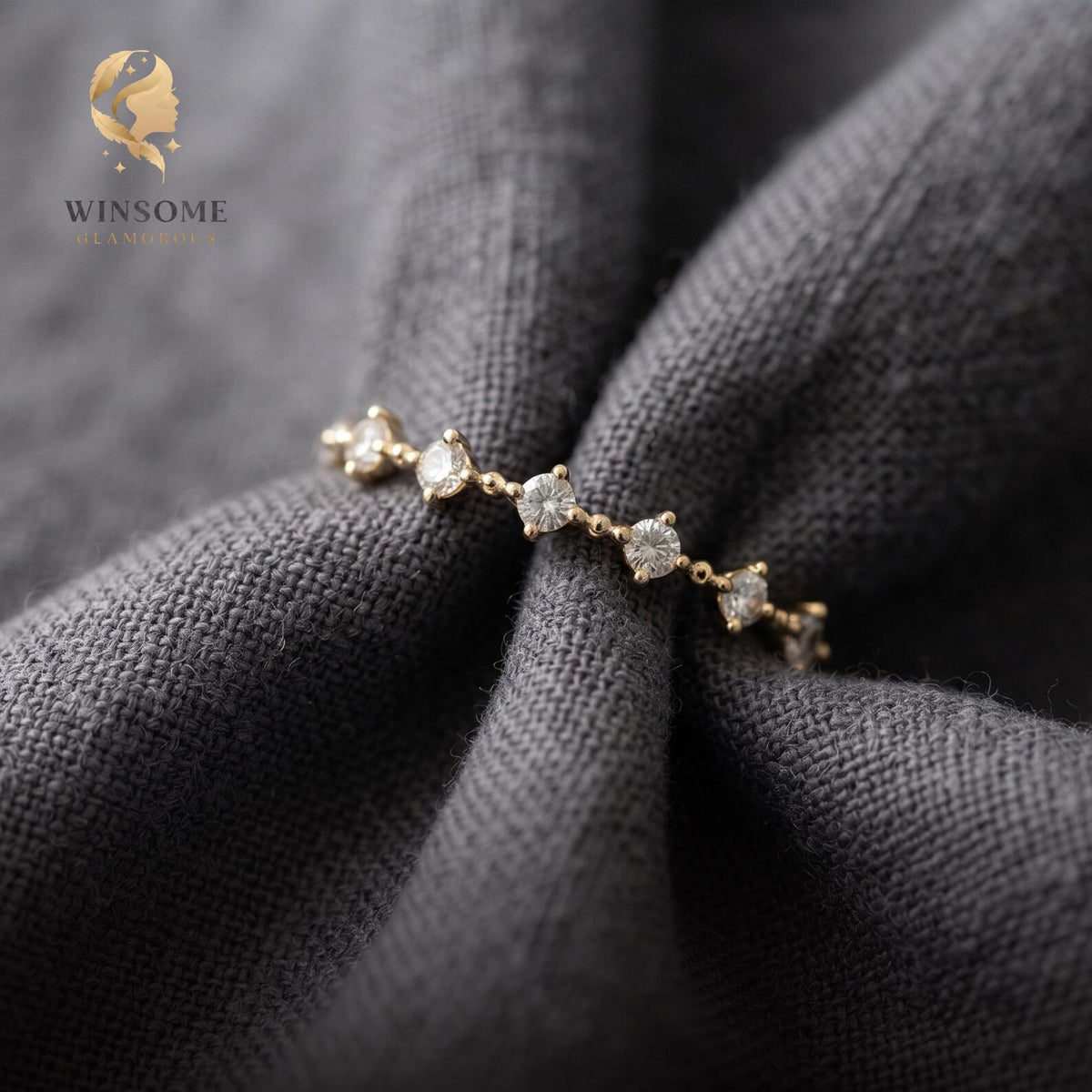 14K Gold Plated CZ Stackable Ring – Dainty 925 Silver Promise Band