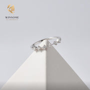 14K Gold Plated CZ Stackable Ring – Dainty 925 Silver Promise Band