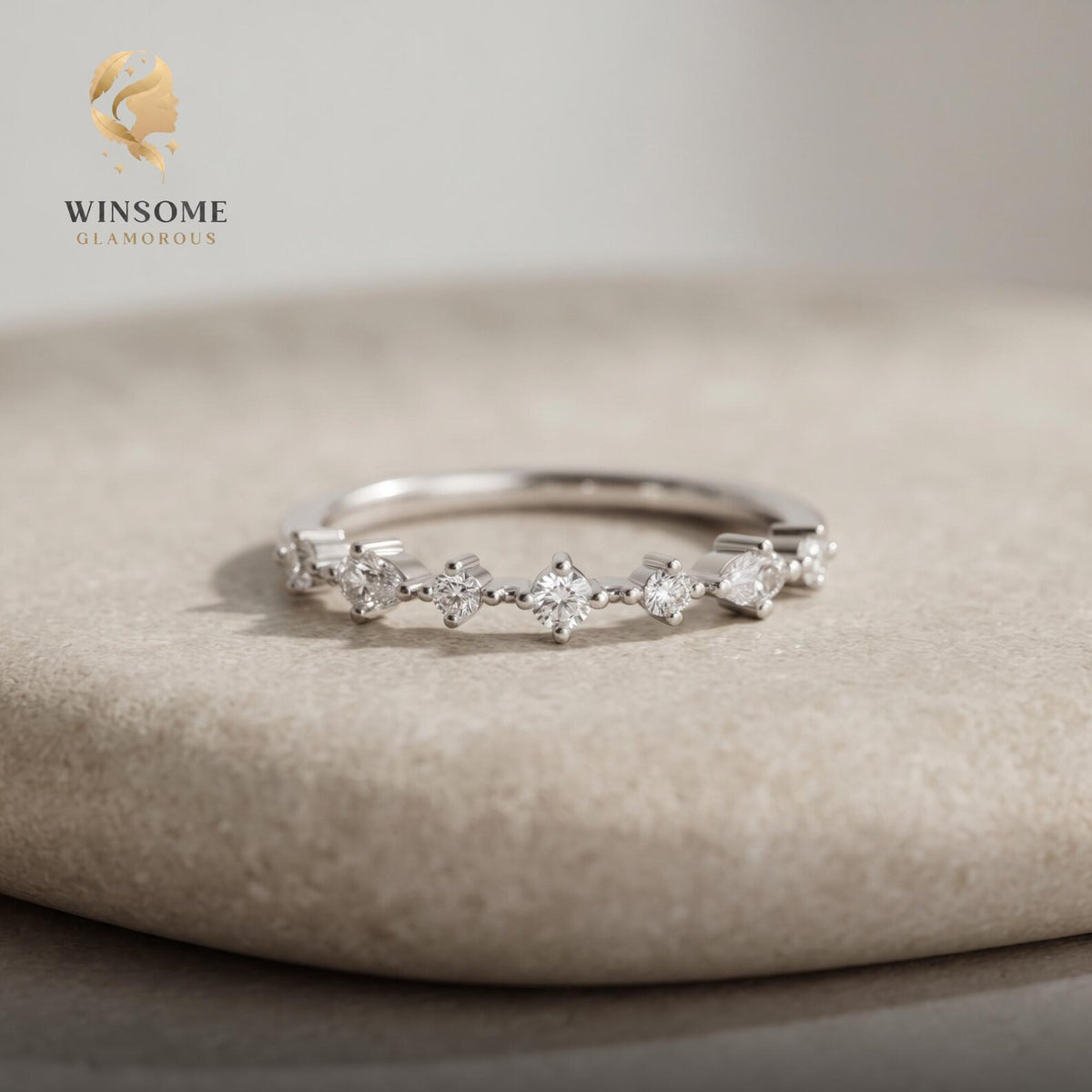 14K Gold Plated CZ Stackable Ring – Dainty 925 Silver Promise Band