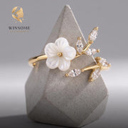 Sterling Silver Mother of Pearl Flower Ring for Women