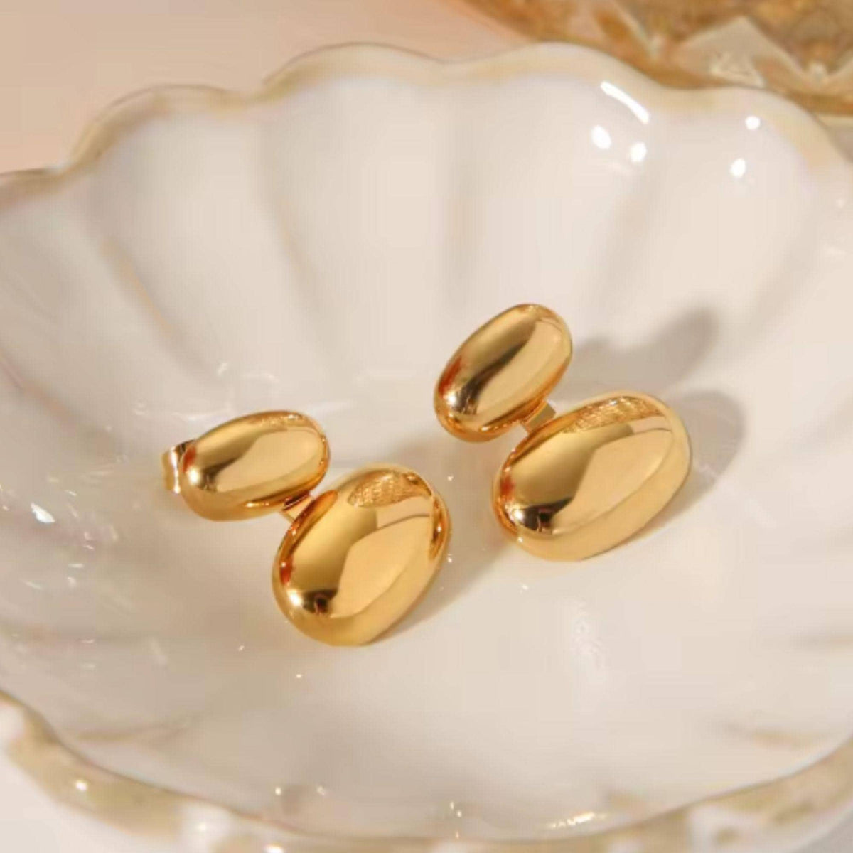 Double Dome Earrings • Chunky Statement Studs • Modern Minimalist • Waterproof • Gift For Her