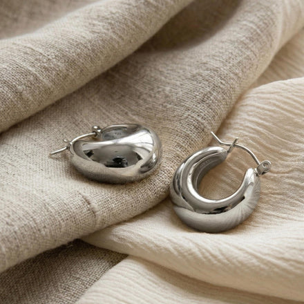 Teardrop Hoop Earrings - Chunky Gold Statement Hoops, Bold Minimalist Everyday Jewelry, Perfect Modern Gift for Her