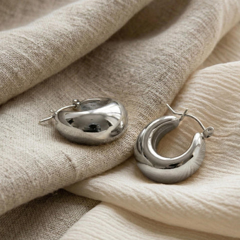 18K Gold Plated Teardrop Hoop Earrings – Chunky Statement Hoops