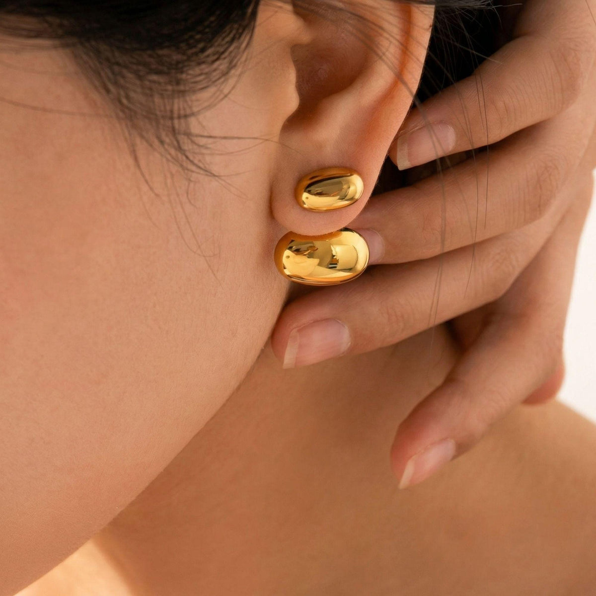 Double Dome Earrings • Chunky Statement Studs • Modern Minimalist • Waterproof • Gift For Her