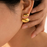 Double Dome Earrings • Chunky Statement Studs • Modern Minimalist • Waterproof • Gift For Her