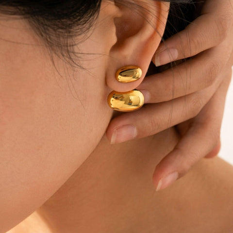 Double Dome Earrings – Chunky 18K Gold & Silver Statement Studs