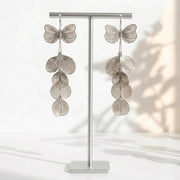 18K Gold Plated Layered Flower Petal Earrings  Large Statement Drop Necklace, Stainless Steel Dangle Earrings |Boho Wedding J