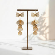 18K Gold Plated Layered Flower Petal Earrings  Large Statement Drop Necklace, Stainless Steel Dangle Earrings |Boho Wedding J
