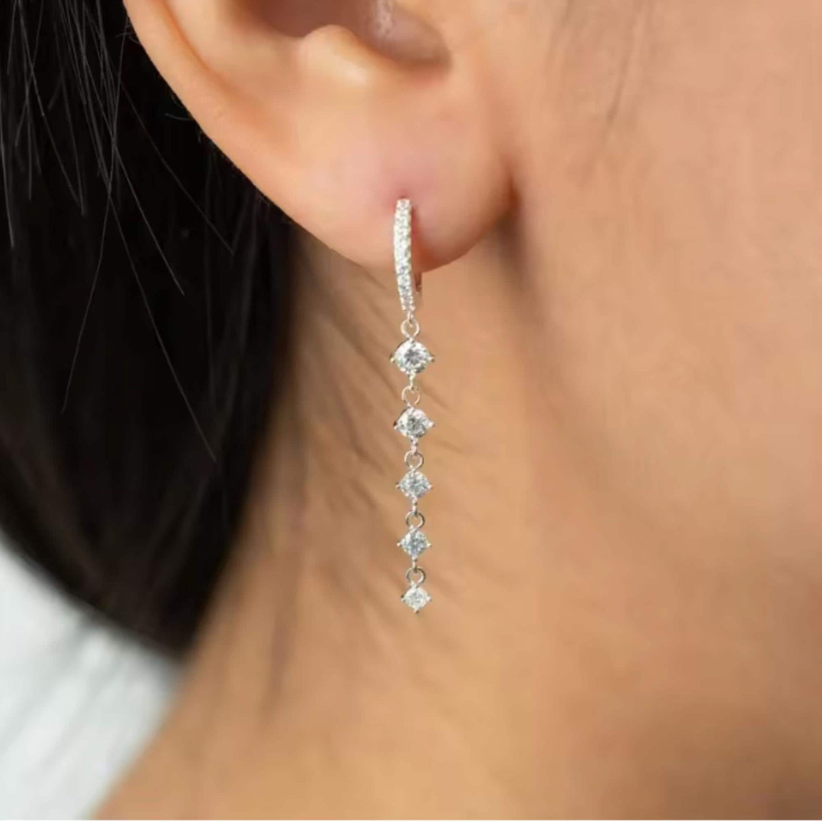 Dainty Diamond Dangle Earrings, Cubic Zirconia Drop Earrings, Silver & Gold, Wedding Gift, Bridesmaid Gift for Her