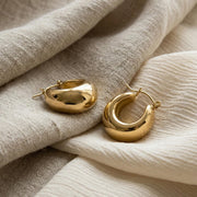 Teardrop Hoop Earrings - Chunky Gold Statement Hoops, Bold Minimalist Everyday Jewelry, Perfect Modern Gift for Her