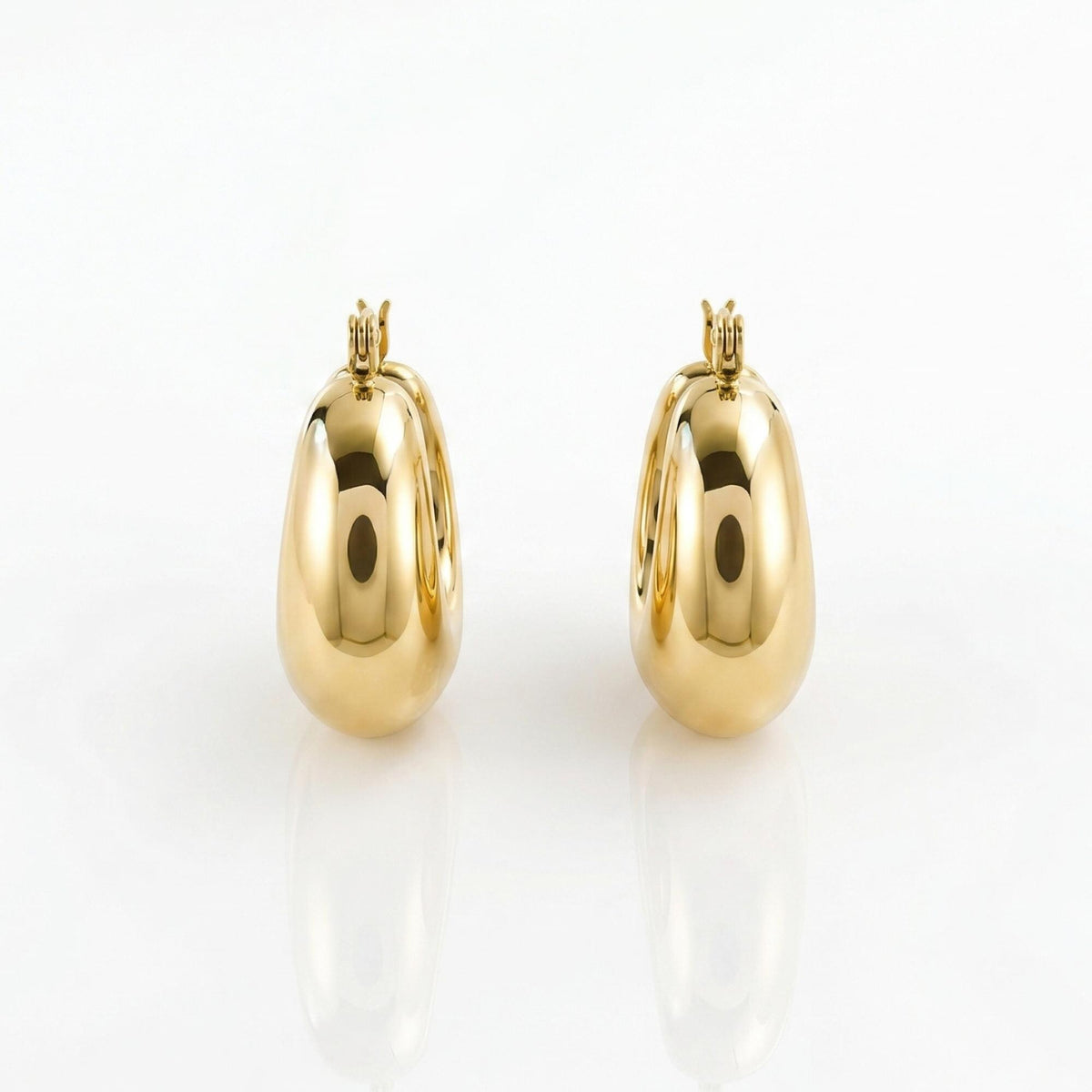 Teardrop Hoop Earrings - Chunky Gold Statement Hoops, Bold Minimalist Everyday Jewelry, Perfect Modern Gift for Her