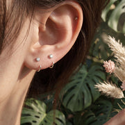 Tiny Hoop Earring with Cubic Zirconia • Gold & Silver • Huggie Open Stud • Minimalist Dainty Everyday Jewelry | C hoop earrin