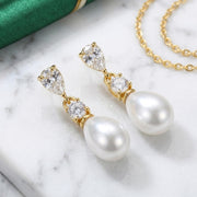 CZ Dimond Earrings, Gold Pearl Diamond Earrings| Crystal Bridal Earrings, Pearl Drop Earrings, Pearl Jewelry, Gift for her| B