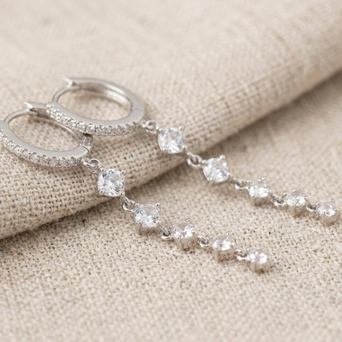 Dainty Diamond Dangle Earrings, Cubic Zirconia Drop Earrings, Silver & Gold, Wedding Gift, Bridesmaid Gift for Her