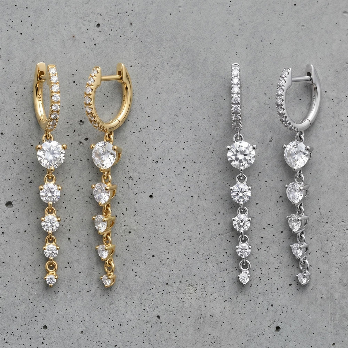 Dainty Diamond Dangle Earrings, Cubic Zirconia Drop Earrings, Silver & Gold, Wedding Gift, Bridesmaid Gift for Her