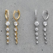 Dainty Diamond Dangle Earrings, Cubic Zirconia Drop Earrings, Silver & Gold, Wedding Gift, Bridesmaid Gift for Her