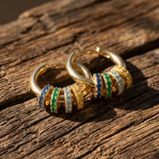 Custom Multiple Hoop Earrings Gold Plated Minimalist Circle Hoops Personalized Family Birthstone Jewelry, Mother’s Day Jewelr