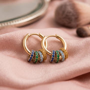 Custom Multiple Hoop Earrings Gold Plated Minimalist Circle Hoops Personalized Family Birthstone Jewelry, Mother’s Day Jewelr