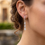 14K Gold Triple Pear Drop Earrings| Dainty Diamond Dangle Hoops| Bridal Earrings| Crystal Huggie Hoops| Bridesmaids Gift |Sta