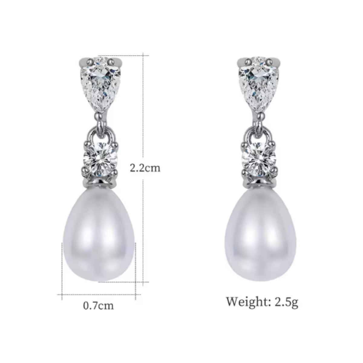 CZ Dimond Earrings, Gold Pearl Diamond Earrings| Crystal Bridal Earrings, Pearl Drop Earrings, Pearl Jewelry, Gift for her| B