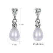 CZ Dimond Earrings, Gold Pearl Diamond Earrings| Crystal Bridal Earrings, Pearl Drop Earrings, Pearl Jewelry, Gift for her| B