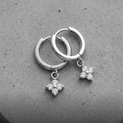 Drop Hoop Earrings Cubic Zirconia Flower Charm Gold Silver Huggie Dainty Dangle Earrings, Bridesmaid Gifts for Her