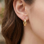 Rich Gold Starburst Huggie Earrings | Minimalist Celestial Diamond Hoops