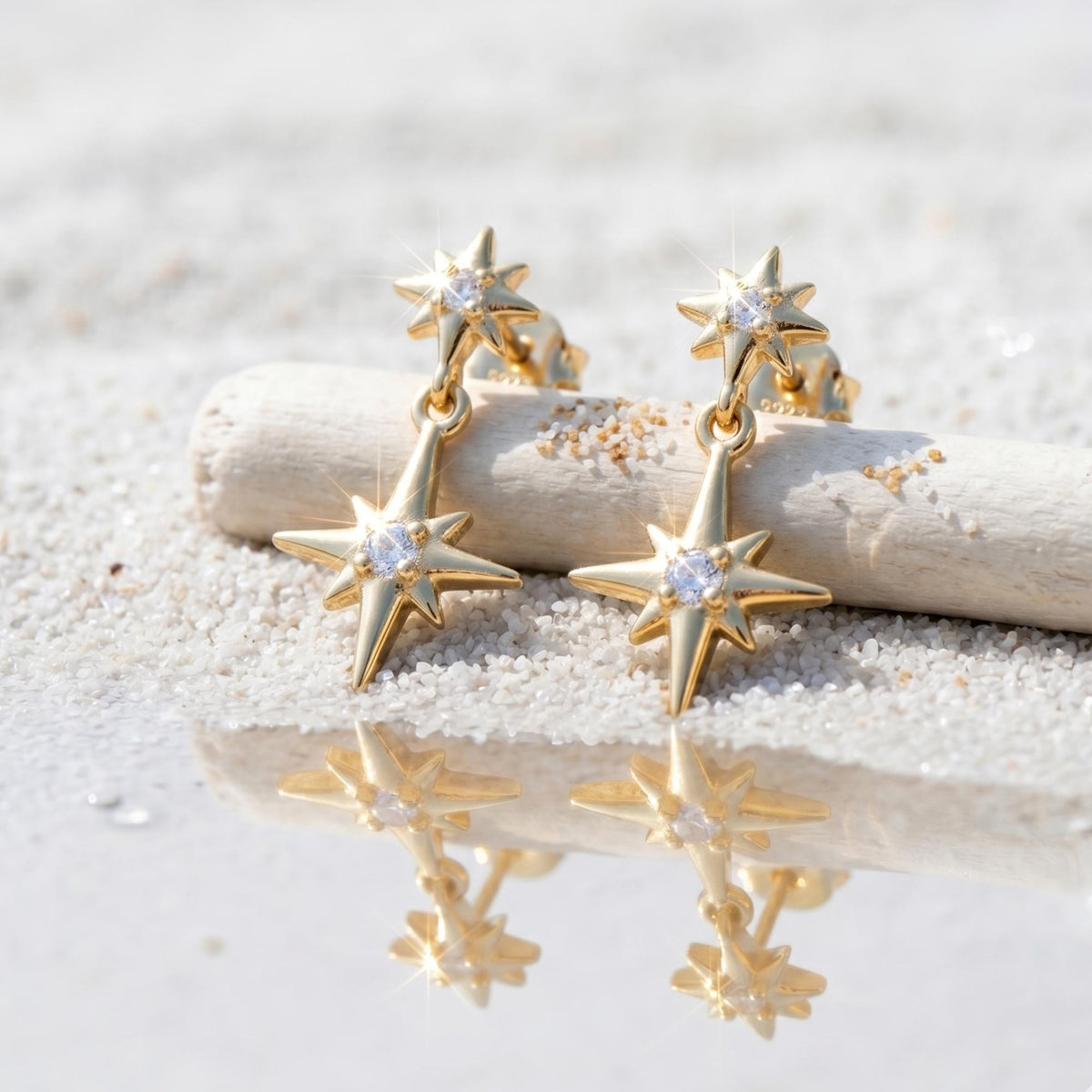 Gold Starburst Stud Earrings, Delicate Starburst Charm, 925 Sterling Silver Celestial Dangle Studs, Best Friend Gift, Christm