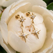 Gold Starburst Stud Earrings, Delicate Starburst Charm, 925 Sterling Silver Celestial Dangle Studs, Best Friend Gift, Christm