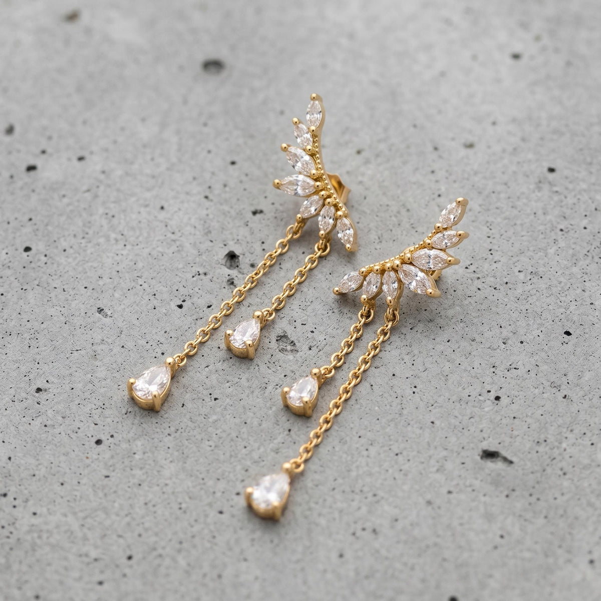 Ear climber, Dainty CZ Diamond Tassel, Sterling Silver Drop, Wedding & Bridesmaid Gift