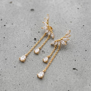 Ear climber, Dainty CZ Diamond Tassel, Sterling Silver Drop, Wedding & Bridesmaid Gift