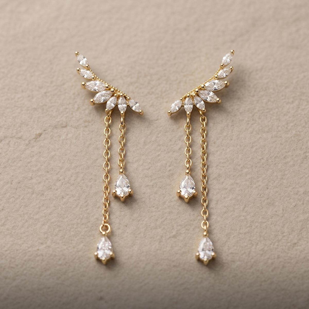 Ear climber, Dainty CZ Diamond Tassel, Sterling Silver Drop, Wedding & Bridesmaid Gift