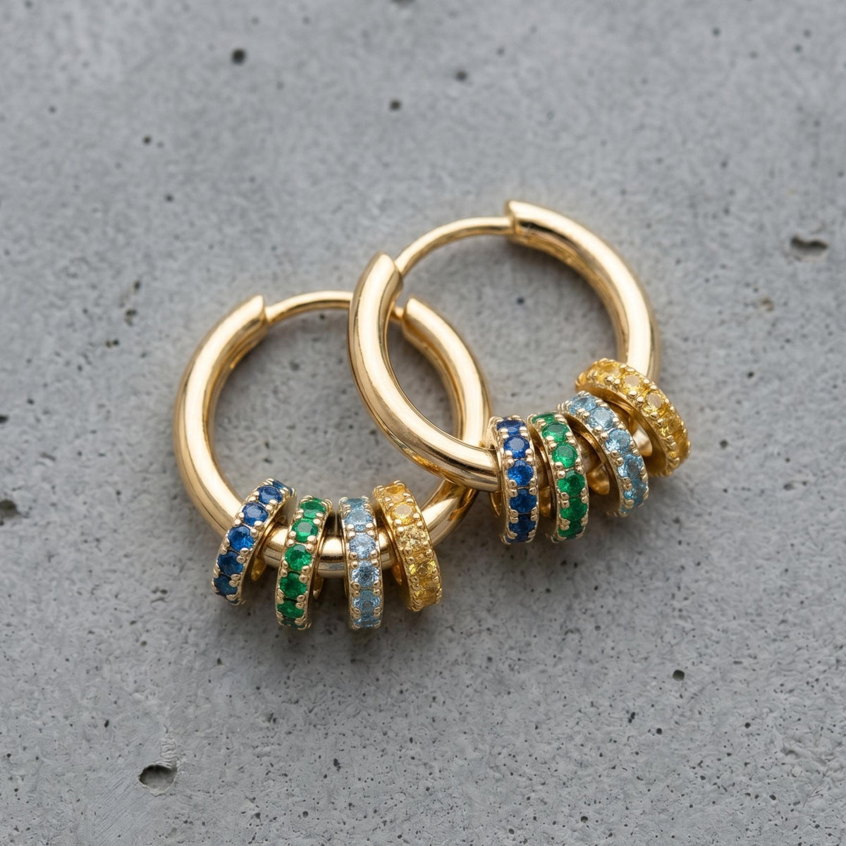 Custom Multiple Hoop Earrings Gold Plated Minimalist Circle Hoops Personalized Family Birthstone Jewelry, Mother’s Day Jewelr
