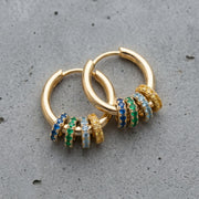 Custom Multiple Hoop Earrings Gold Plated Minimalist Circle Hoops Personalized Family Birthstone Jewelry, Mother’s Day Jewelr
